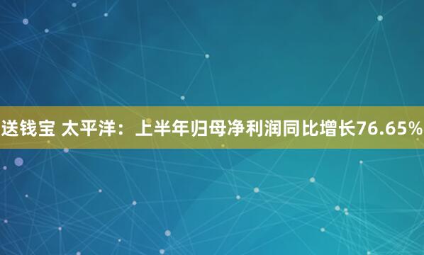送钱宝 太平洋：上半年归母净利润同比增长76.65%